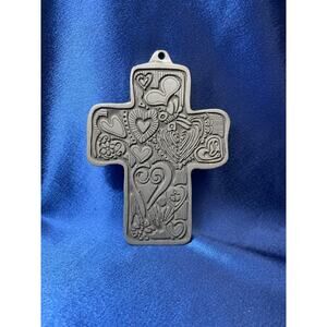 Marcie Pewter Whimsical Heart Design Hanging Cross